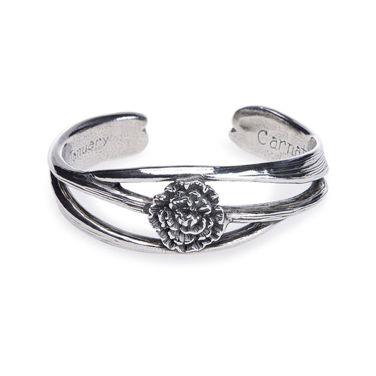 Salisbury Silver and Pewter Nouveau Flower of the Month Bracelet Jan