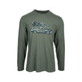 Life is Good Men's Christmas Tree Wagon Long Sleeve Crusher T-Shirt, Moss Green
