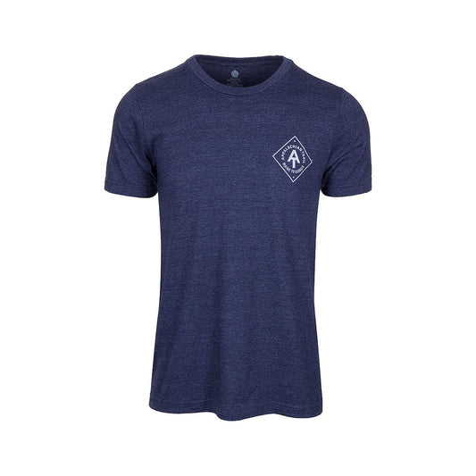 Color swatch for Hintz Logo Trailworthy Appalachian Trail Map T-Shirt in Htr Navy