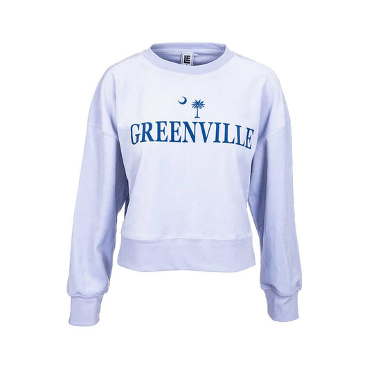 Liquid Energy Women's Greenville Palmetto Moon Suede Corduroy Cropped Crew Pullover