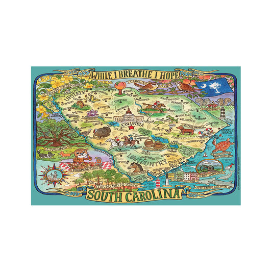 Kay Dee Adventure Destinations South Carolina Map Kitchen Towel