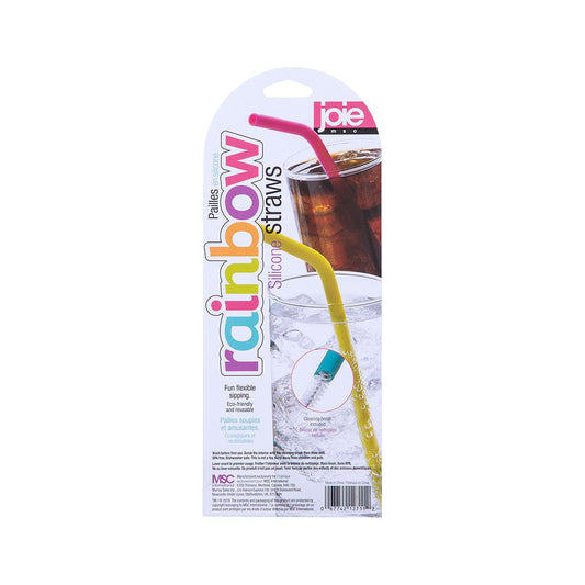 Harold Import Silicone Straws with Cleaning Brush - Set of 6