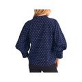 JODIFL Women's 3/4 Bishop Sleeve Button Up Polka Dot Top, Navy, alternate view 1