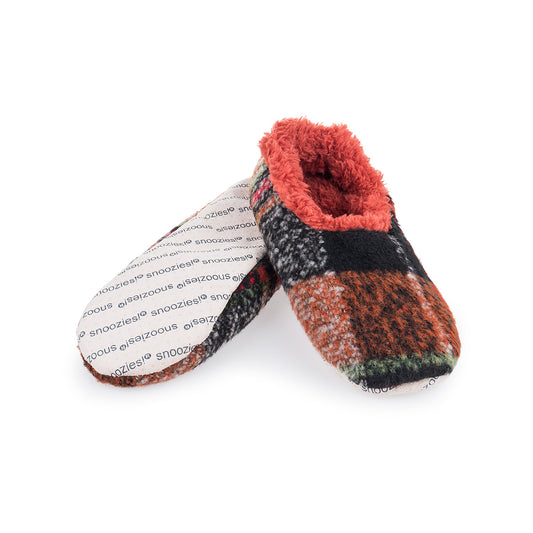 Men's Plaid Snoozies Slippers Rust