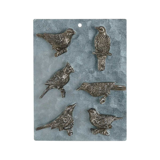Creative Co-Op Pewter Bird Magnets - Set of 6