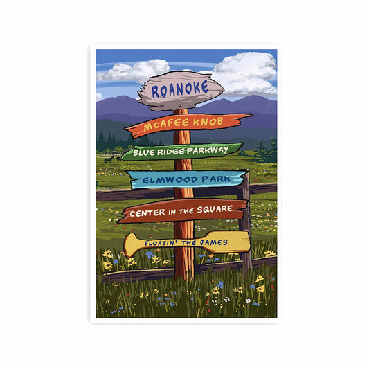 Lantern Press Roanoke Destination Directions Postcard