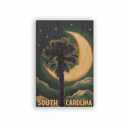 Lantern Press South Carolina Palmetto Moon Wooden Postcard
