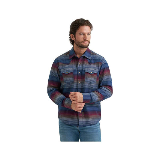 Wrangler Men's Retro Premium Long Sleeve Western Printed Snap Shirt