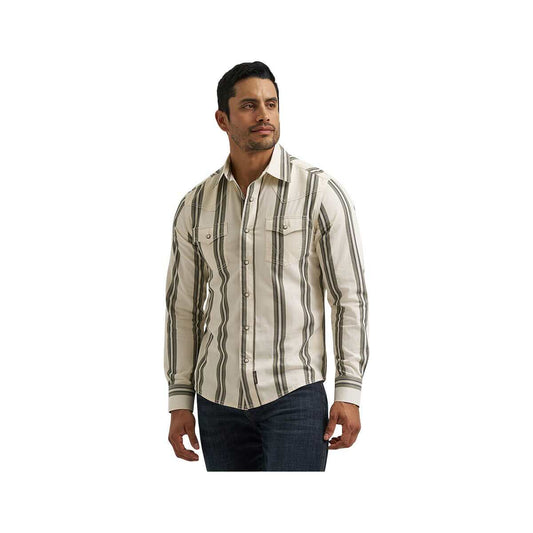 Wrangler Men's Retro Premium Stripe Western Long Sleeve Snap Shirt