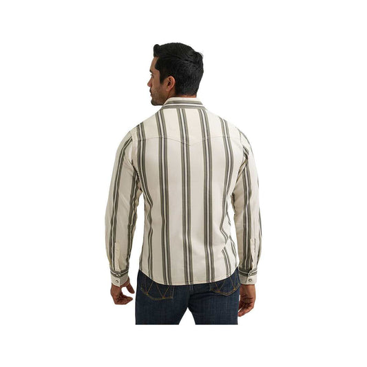 Wrangler Men's Retro Premium Stripe Western Long Sleeve Snap Shirt