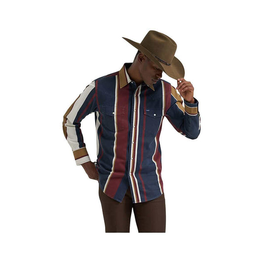 Wrangler Men's Vintage-Inspired Brushpopper Long Sleeve Western Snap Shirt