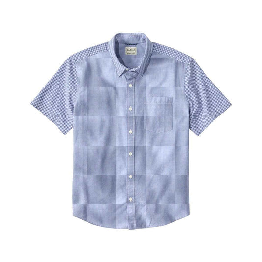 L.L.Bean Men's Comfort Stretch Performance Seersucker Plaid Short Sleeve Shirt