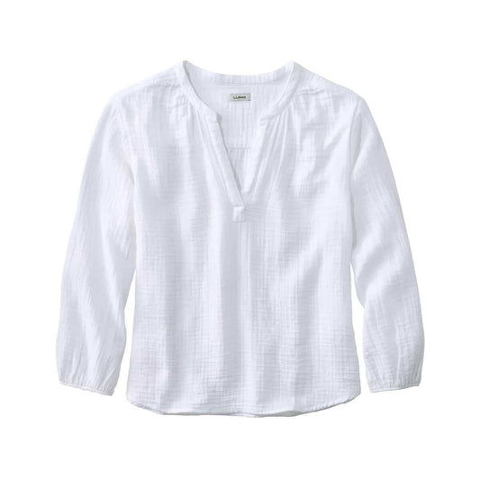 L.L.Bean Women's Cloud Gauze Splitneck Popover 3/4 Sleeve Shirt