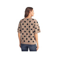Jodifl Women's Short Sleeve Polka Dot Sweater Top, Taupe, alternate view 1