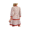 Easel Women's Printed Floral Poplin 3/4 Sleeve Dress