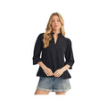 JODIFL Women's Crinkled Solid 3/4 Sleeve Top