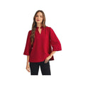 JODIFL Women's Crinkled Solid 3/4 Sleeve Top