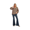 JODIFL Women's Solid Wide V-Neckline 3/4 Sleeve Top