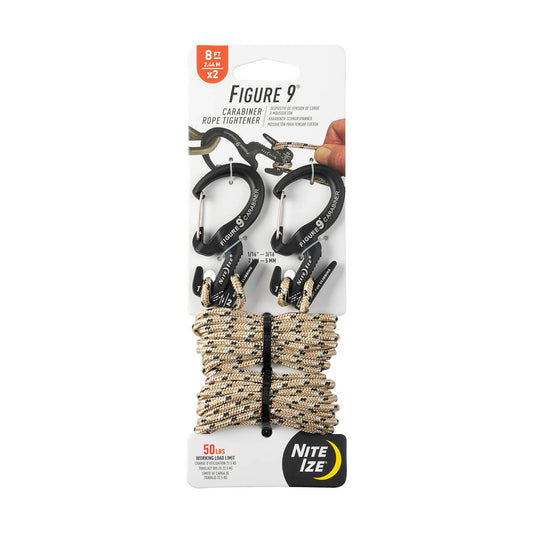 Figure 9 Carabiner Rope Tightener Small 2 Pack with Rope Tan