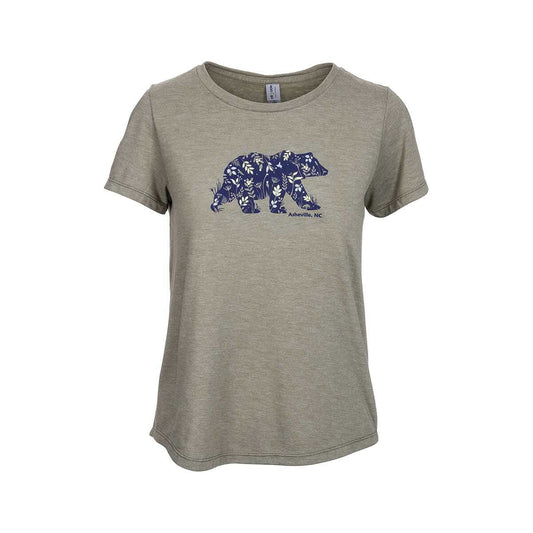 Bum Wraps Women's Asheville Pretty Flower Bear Short Sleeve T-Shirt