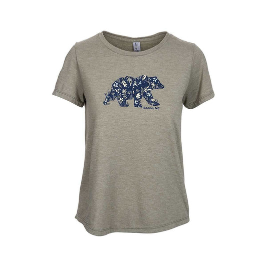 Bum Wraps Women's Boone Pretty Flower Bear Short Sleeve T-Shirt
