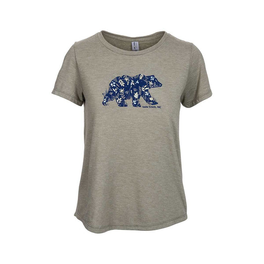 Bum Wraps Women's Valle Crucis Pretty Flower Bear Short Sleeve T-Shirt