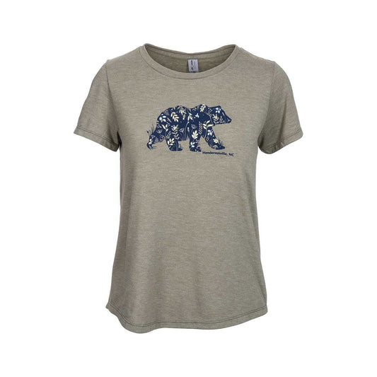 Bum Wraps Women's Hendersonville Pretty Flower Bear Short Sleeve T-Shirt