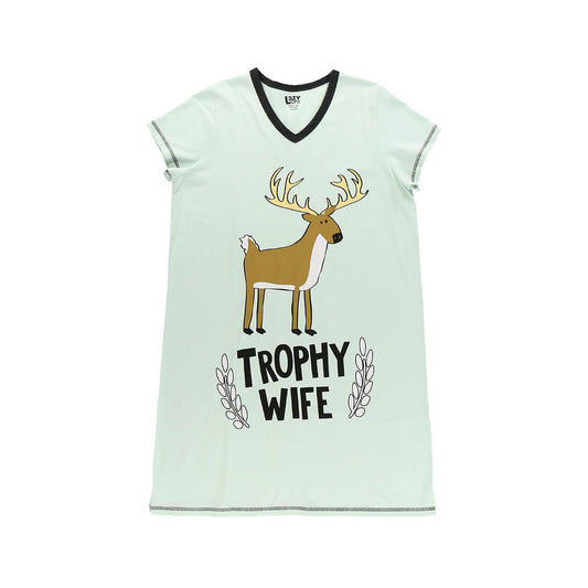 LazyOne Women's Trophy Wife V-Neck Short Sleeve Nightshirt