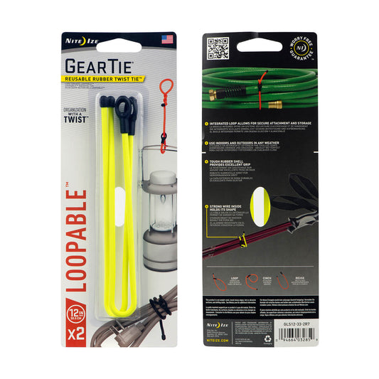 Loopable Twist Tie Gear Tie - 12 Inch Yellow