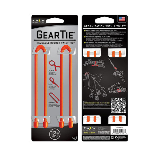 Gear Tie - 12 Inch - 2 Pack Orange