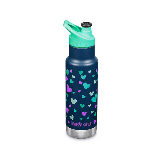 Klean Kanteen Insulated Kid's Classic Bottle - 12 Ounce Navy Hearts