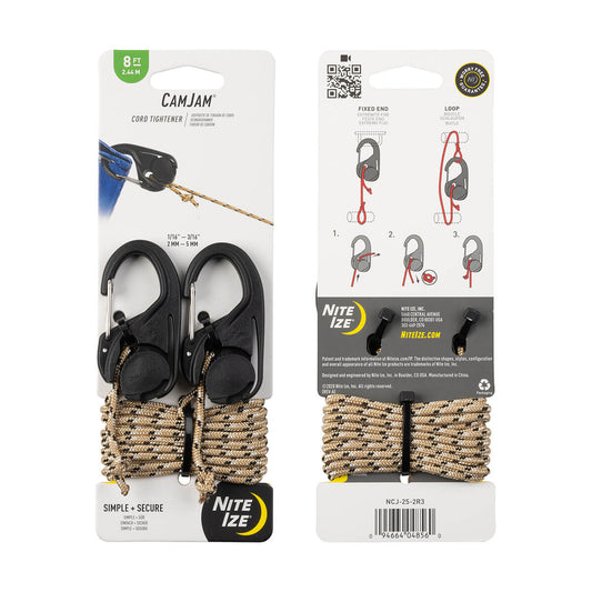 CamJam Cord Tightener 2 Pack with 8 Foot Rope