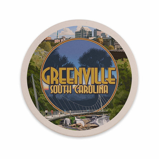 Lantern Press Greenville Montage Car Coaster