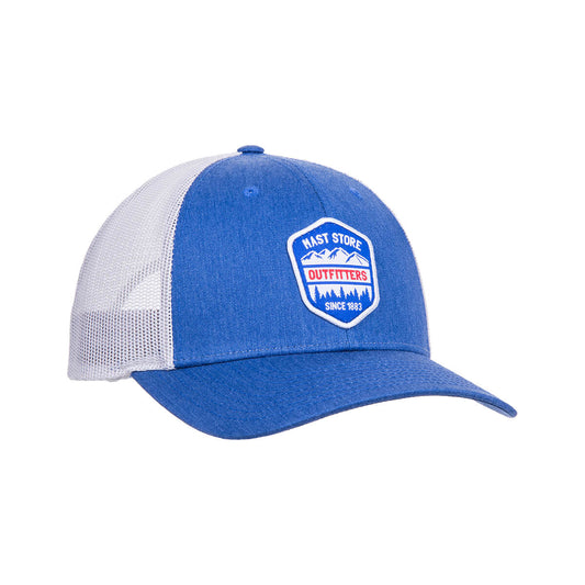 Mast Store Outfitters Woven Badge Trucker Hat Royal Htr Grey