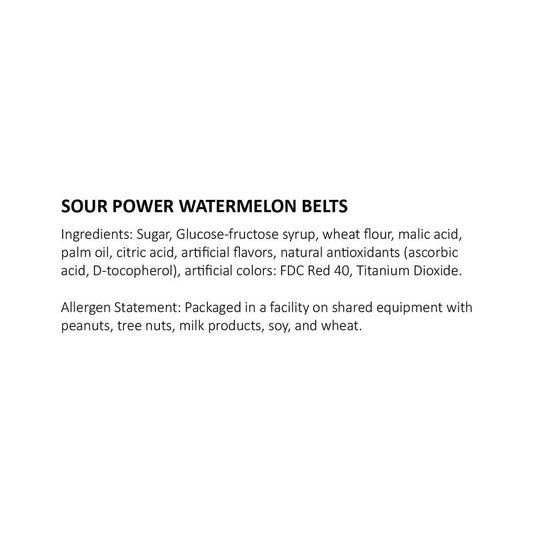 Watermelon Sour Power Belts Candy - 1 lb.