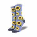 Women's Blooming Cotton Crew Socks Blue Heather