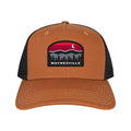 Waynesville Roadie Mountain Sunset Trucker Hat Copper Blk Trucker