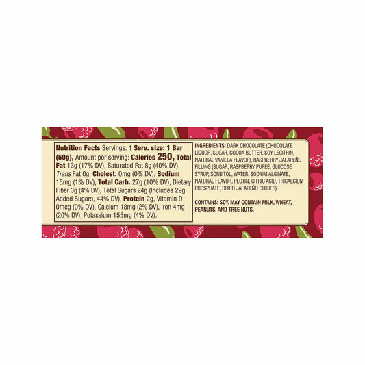 Mast Store Provisioners Raspberry Jalapeno Jam Filled Dark Chocolate Candy Bar