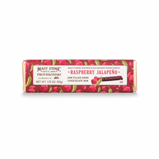 Mast Store Provisioners Raspberry Jalapeno Jam Filled Dark Chocolate Candy Bar