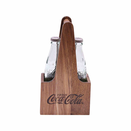 Tablecraft Coca Cola Bottles Salt and Pepper Shakers with Wooden Crate