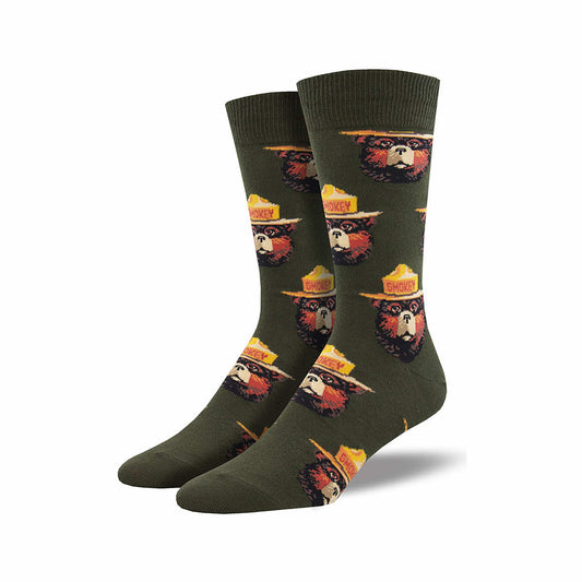Men's Smokey Bear Face Socks Green