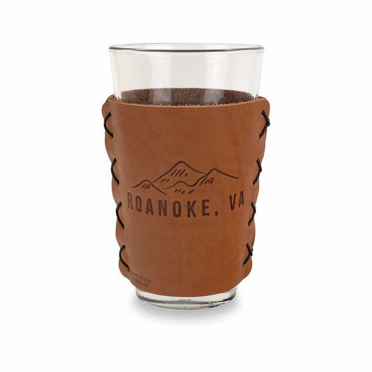 Roanoke Leather Pint Glass Sleeve Roa Mtns