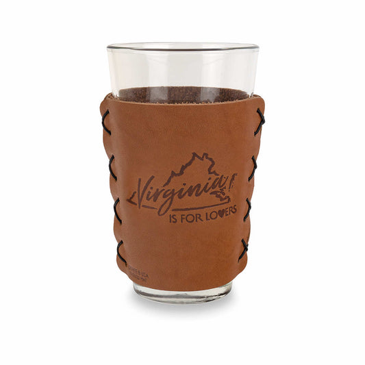Roanoke Leather Pint Glass Sleeve Roa Mtns