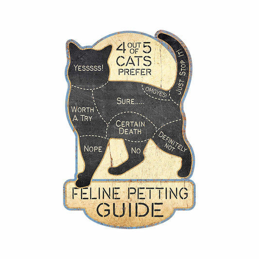Feline Petting Guide Metal Sign