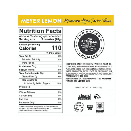 Meyer Lemon Moravian Cookies - Large Tube