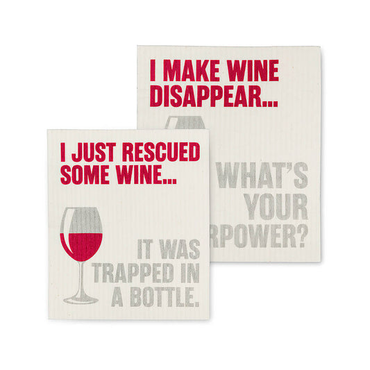 Abbott Swedish Wine Bottle Superpower Dishcloths - 2 Pack
