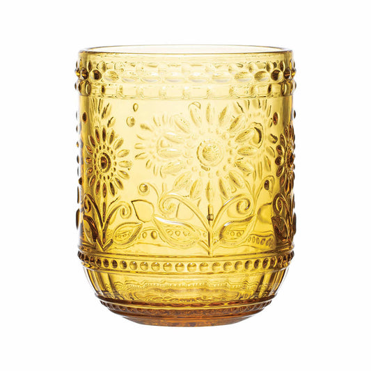 Amber Embossed Drinking Glass