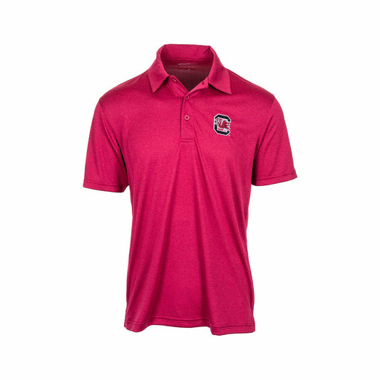 Eat More Tees Men's University of South Carolina Embroidered Polo Shirt Cardinal Htr