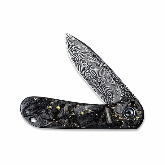 Elementum Flipper Carbon Fiber Knife Gold Shred