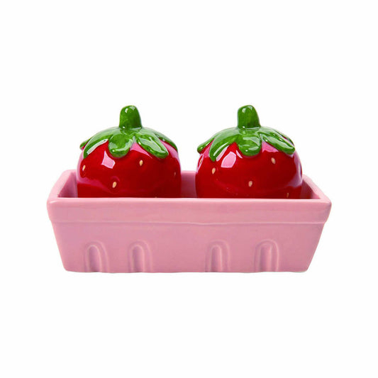 Strawberry Salt & Pepper Shakers with Basket